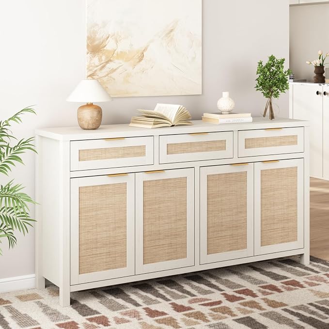 HOKYHOKY Rattan Sideboard Buffet Cabinet, Boho Storage Cabinet - Image 2