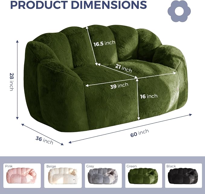 MAXYOYO Bean Bag Chair for Adults, Loveseat Floral Shaped Bean Bag Sofa - Image 2