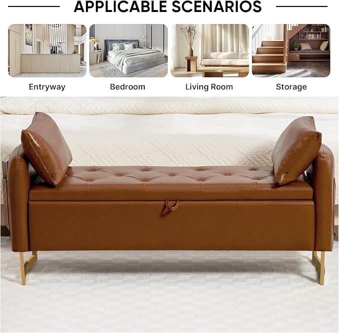 48" End of Bed Bench, Modern Storage Benches - Image 4