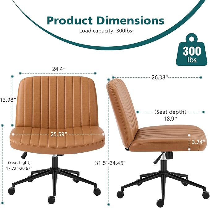 OLIXIS Criss Cross Chair with Wheels Wide Cross Legged Office Desk Vanity Chair - Image 2