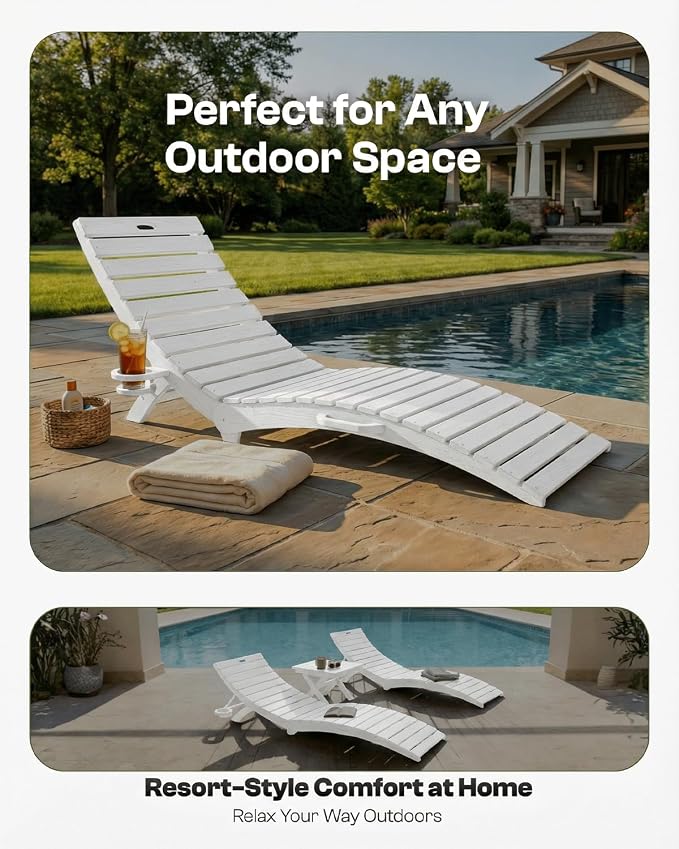 Folding HDPE Outdoor Chaise Lounge - Image 7