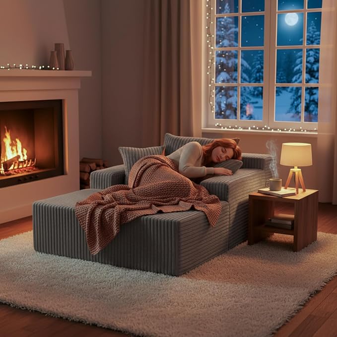 Sytopia Chaise Lounge with Armrests, Oversized Sofa Bed with 3 Pillows - Image 3
