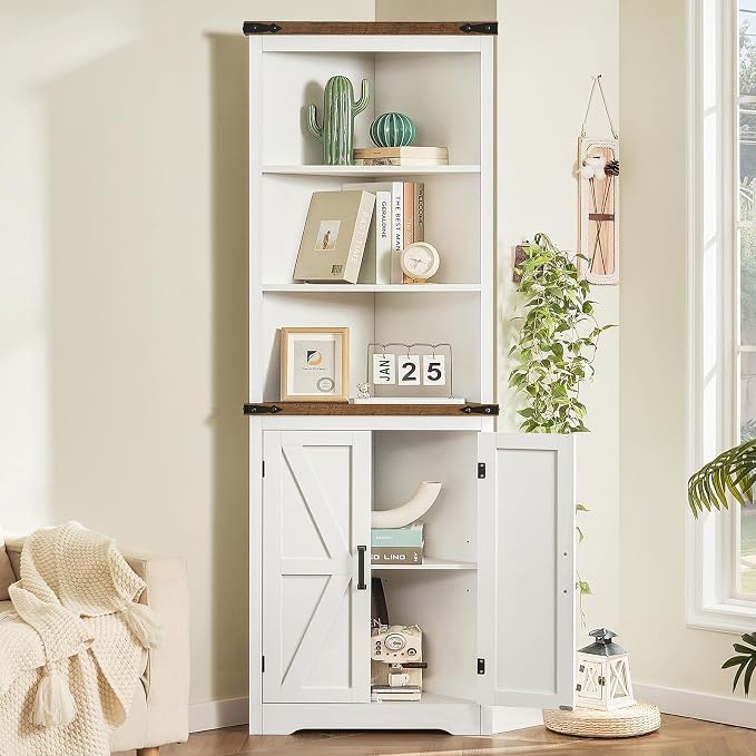 TEENFON Farmhouse Corner Cabinet, Bathroom Cabinet - Image 6