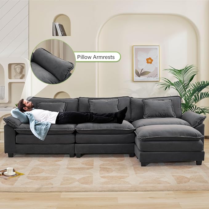 Oprisen 120" Modular Sectional Sofa, Comfy Cloud Couch Sectional Sofa - Image 5