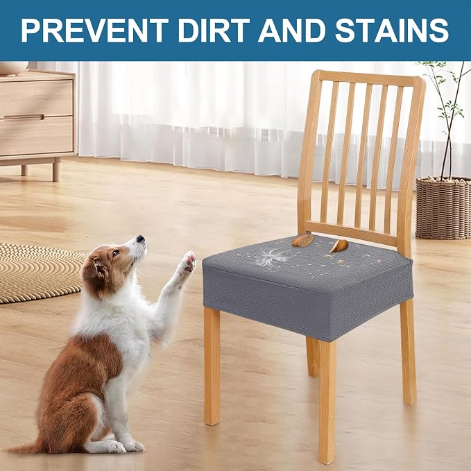 Smiry Waterproof Seat Covers for Dining Room Chairs Set of 10, Stretch Jacquard - Image 6