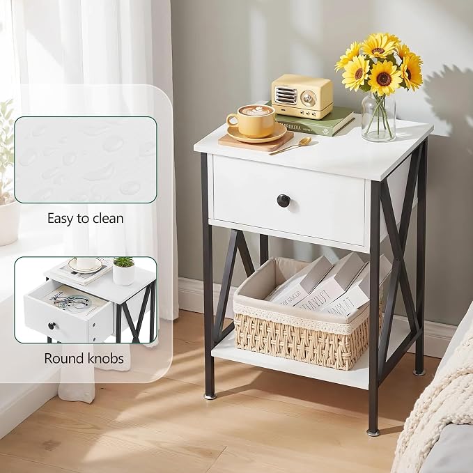 VECELO Nightstands Set of 2, Modern Bedside End Tables, Night Stands - Image 8