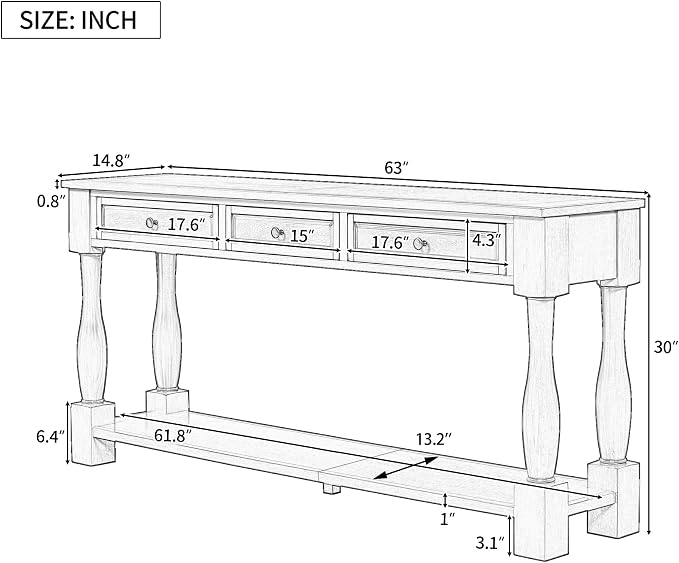 Knocbel 64 Inch Long Antique Entry Console Table - Image 2