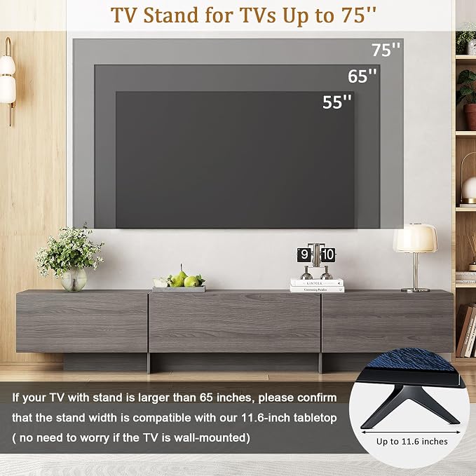 76.4'' Modern TV Stand for Living Room, Mid Century Modern TV Console, - Image 5