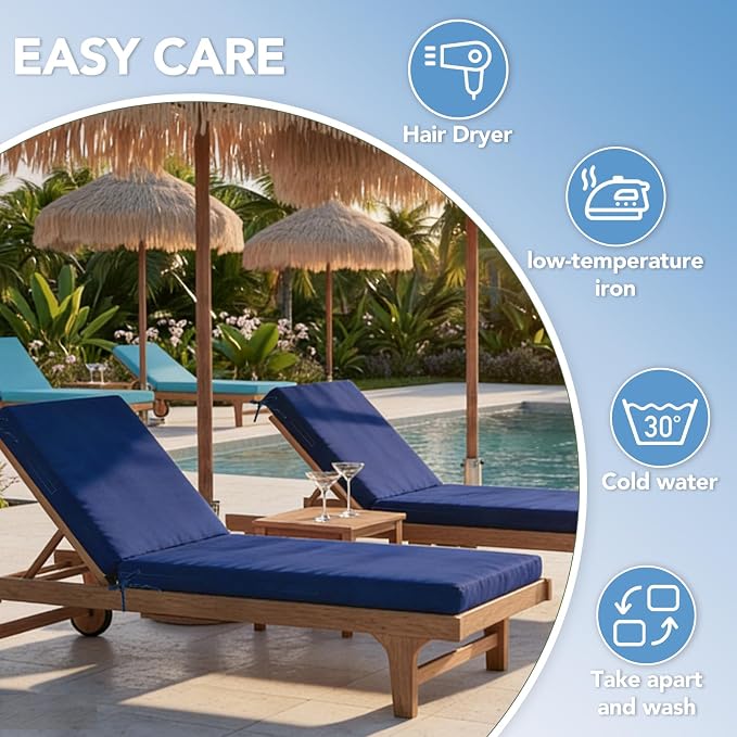 L'AGRATY Outdoor Lounge Chaise Cushion: 72x21x3 Inch Waterproof Lounge Chair - Image 7