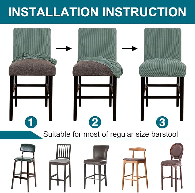 Turquoize Stretch Bar Stool Cover Counter Stool Pub Chair Slipcover - Image 7