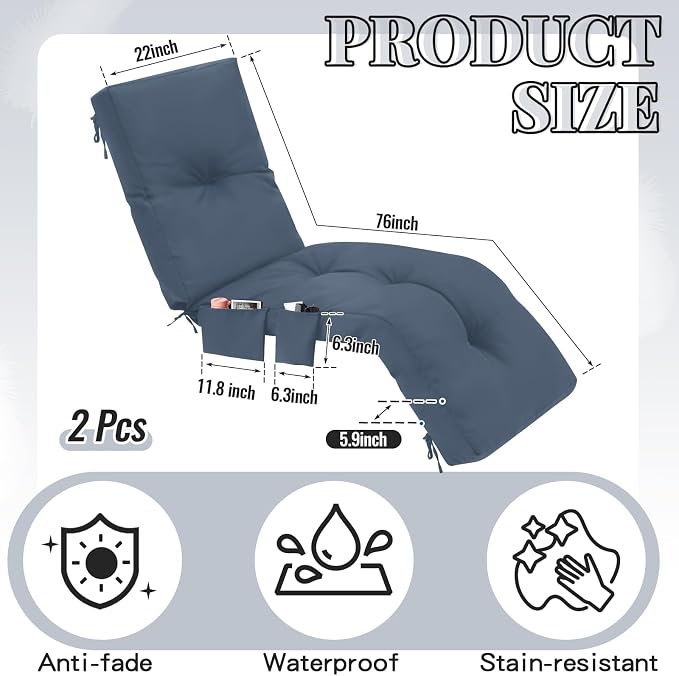 Outdoor Chaise Lounge Cushions - Image 2
