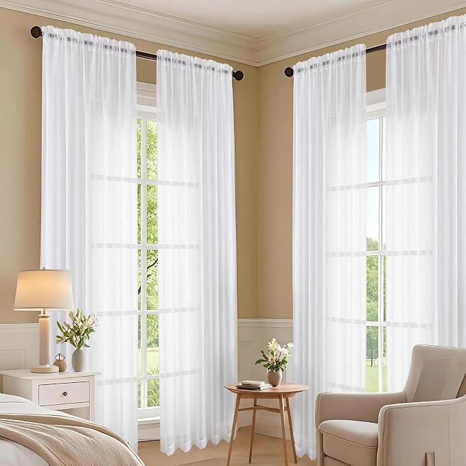 OVZME White Sheer Curtains 120 Inches Long 2 Panels Set, 59 Inch Extra Wide - Image 7