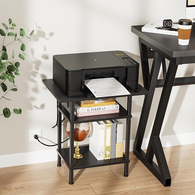 Asgolion Side Table with Charging Station, Skinny Nightstand with USB Ports and - Image 8