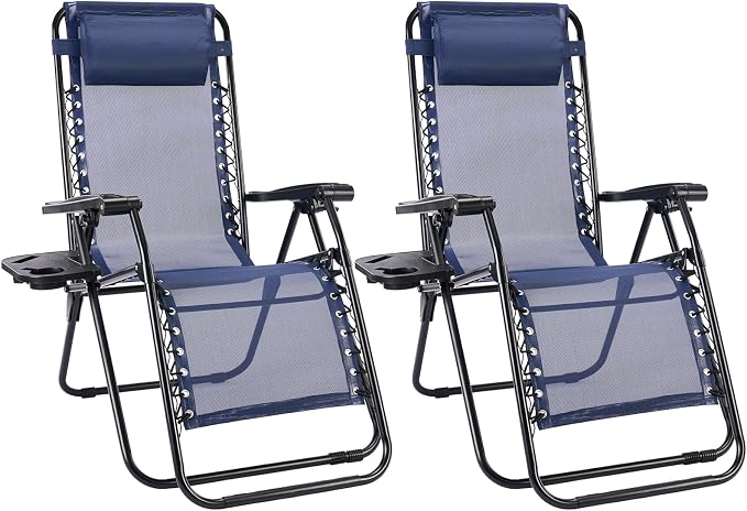 Sweetcrispy Zero Gravity Chairs Set of 2, Outdoor Folding Reclining Lounge Chair by Sweetcrispy