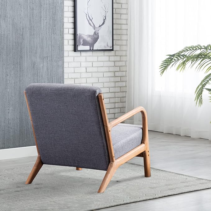 INZOY Mid-Century Modern Accent Chair Set of 2, Dark Grey Living Room Chairs - Image 6