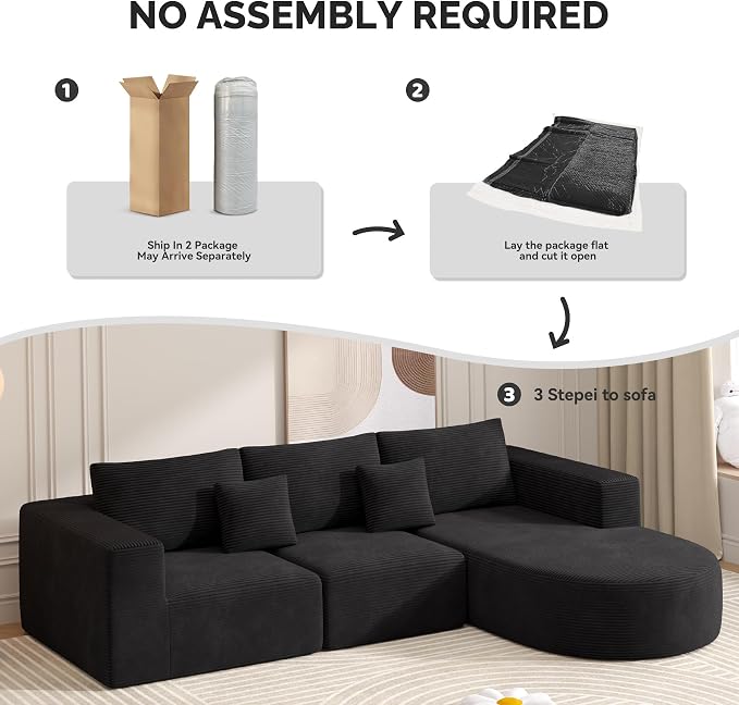 Boneless Couches for Living Room, Cloud Sectional Couch - Image 4