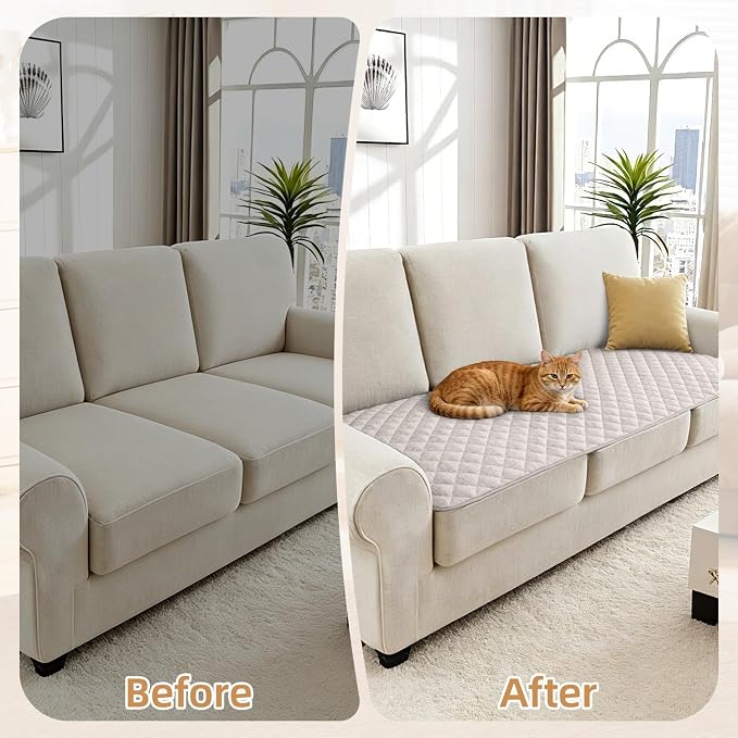 Dog Couch Cover for Sofa 100% Waterproof Faux Linen Sofa Covers for 3 Cushion - Image 7