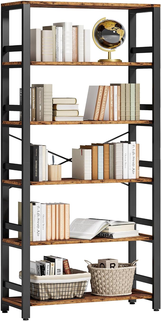 IRONCK Bookshelf, 31.5in Wide Shelf 6 Tier Bookcase, 110lbs/shelf Vintage by IRONCK
