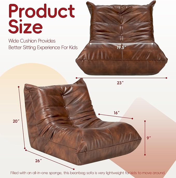 Hobestluk Small Bean Bag Chair Lazy Floor Sofa Bean Bags - Image 2