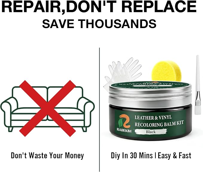 Black Leather Repair Kit, Leather Recoloring Balm – Restore & Repair Faded - Image 3