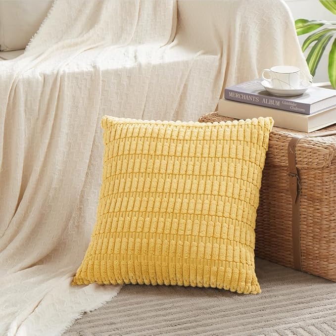 Fancy Homi 4 Packs Yellow Spring Decorative Throw Pillow Covers 18x18 Inch - Image 2