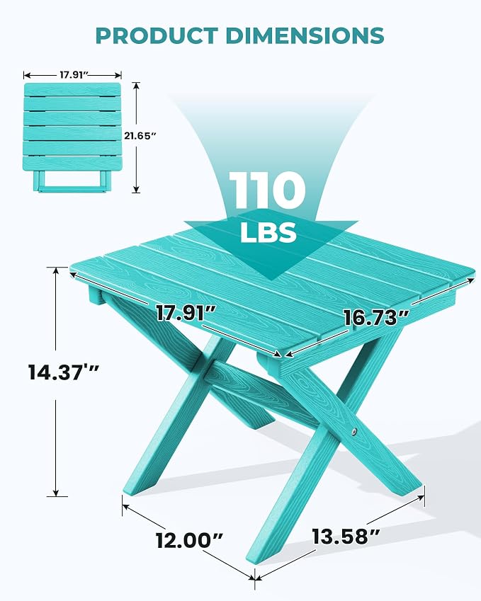 SERWALL Folding Outdoor Side Table Set of 2, Portable Adirondack Side Table - Image 3