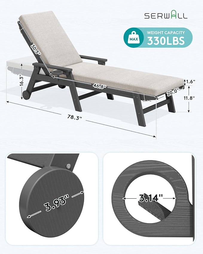 SERWALL Outdoor Chaise Lounge Set of 2 - Image 3
