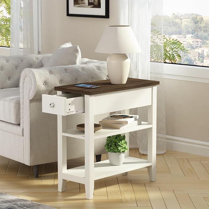 ChooChoo Side Table Living Room Set of 2, Narrow End Table - Image 4