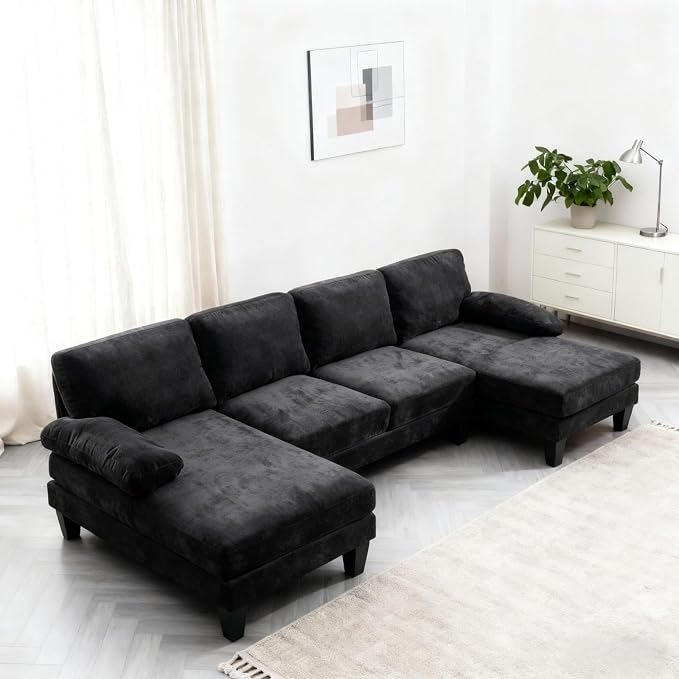 Karl home 111" Sectional Sofa U-Shaped 4-Seat Couch by Karlhome