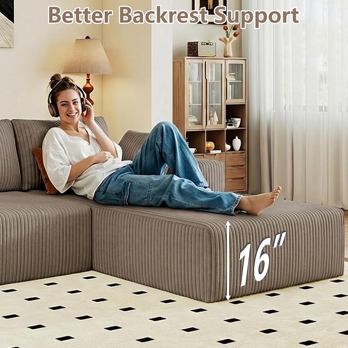 95" Cloud Sectional Couch U-Shaped Chaise - Image 5
