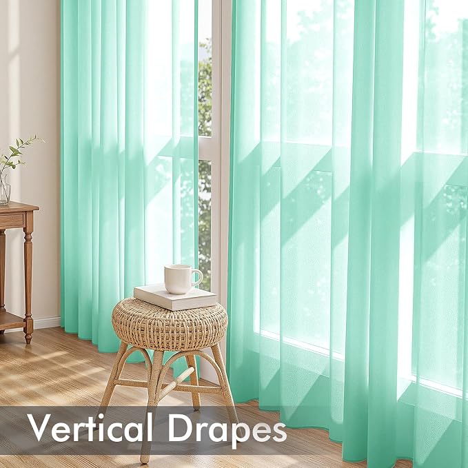MIULEE Aqua Sheer Curtains 84 Inches Long, 4 Panels Set, Light Filtering Rod - Image 5