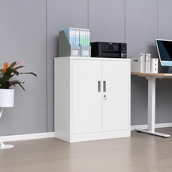 Wanfu Metal Storage Cabinet, Utility Room-White - Image 5