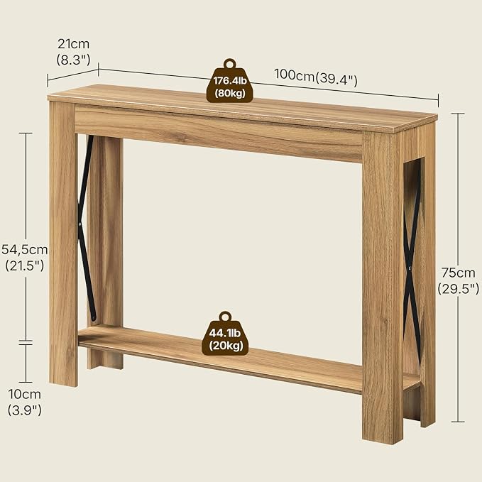 YATINEY Farmhouse Console Table, 39.4'' Small Narrow Entryway Table, Wood Couch - Image 3