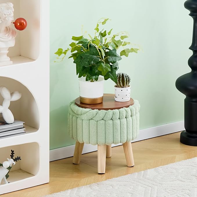 Wimarsbon Storage Ottoman, Modern Round Footrest - Image 2