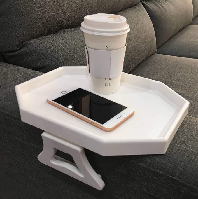 Xchouxer Sofa Arm Clip Table, Armrest Tray Table, Drinks/Remote Control/Snacks - Image 2