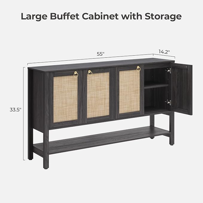 SICOTAS 55" Obsidian Sideboard Buffet Cabinet - Image 2