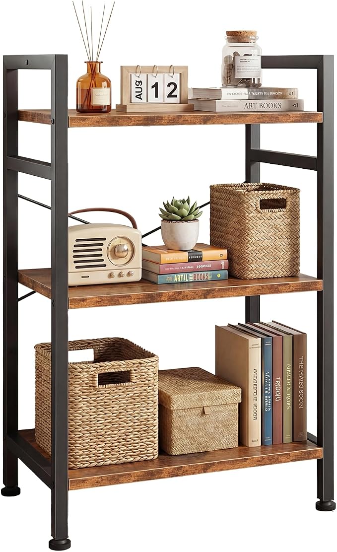 DUMOS 3 Tiers Open Bookshelf, Classic Freestanding Tall Display Shelf, Sturdy by DumosLifestyle
