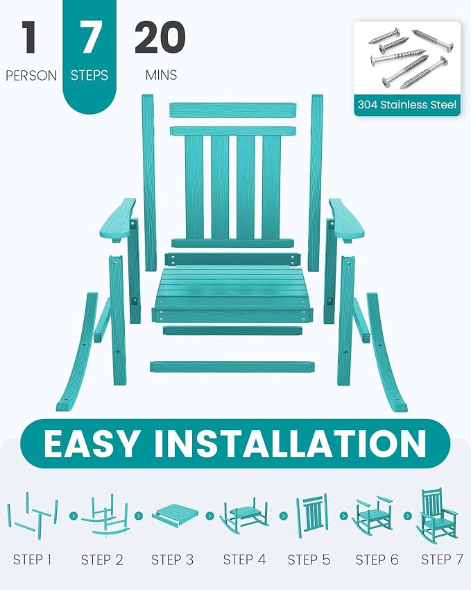 SEWALL HDPE Rocking Chair, Oversized Outdoor Rocking Chair - Image 6