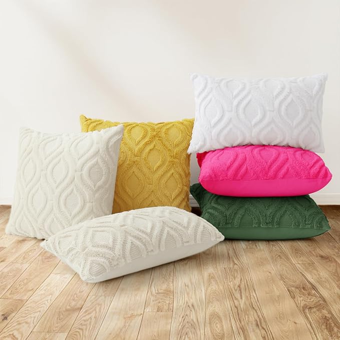 decorUhome Throw Pillow Covers 26x26 Inch Set of 2, Soft Plush Faux Wool Forest - Image 8