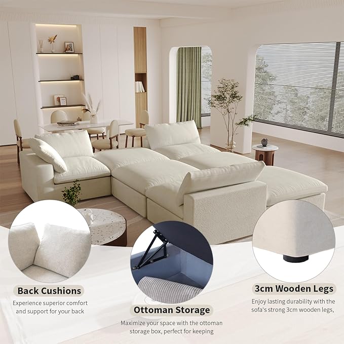 Cloud Modular Sectional Sofa Couch, Minimalist Deep Sofa Couches, Covers - Image 4