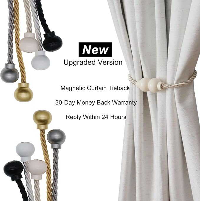 4 Pack Magnetic Curtain Tiebacks Modern Handmade Rope Curtain Tie Backs - Image 7