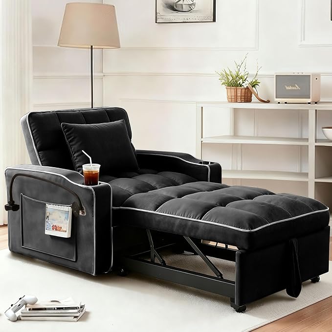 Convertible Sleeper Chair Bed, Pull Out Chair Sleeper - Image 2