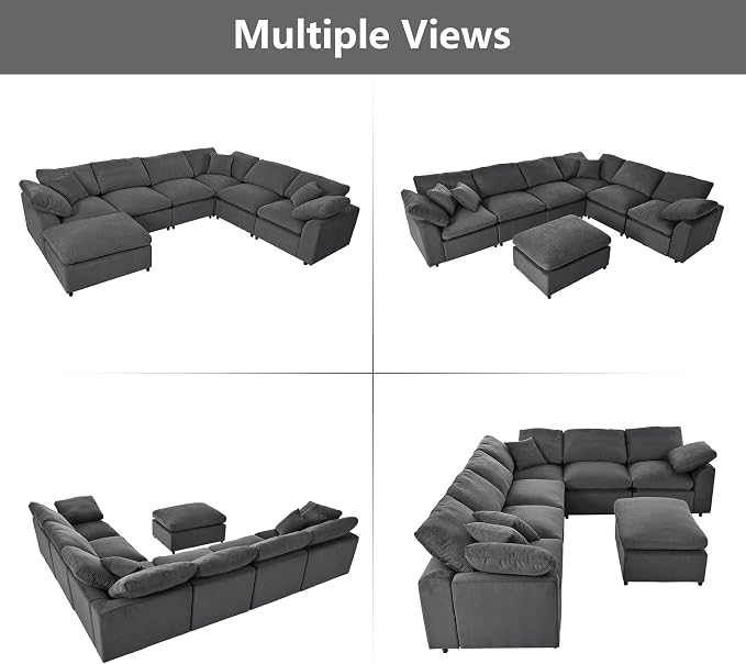 Oversized Modular Sectional Sofa Couch, Large 7 Seater Corner Sofa Modern U - Image 8