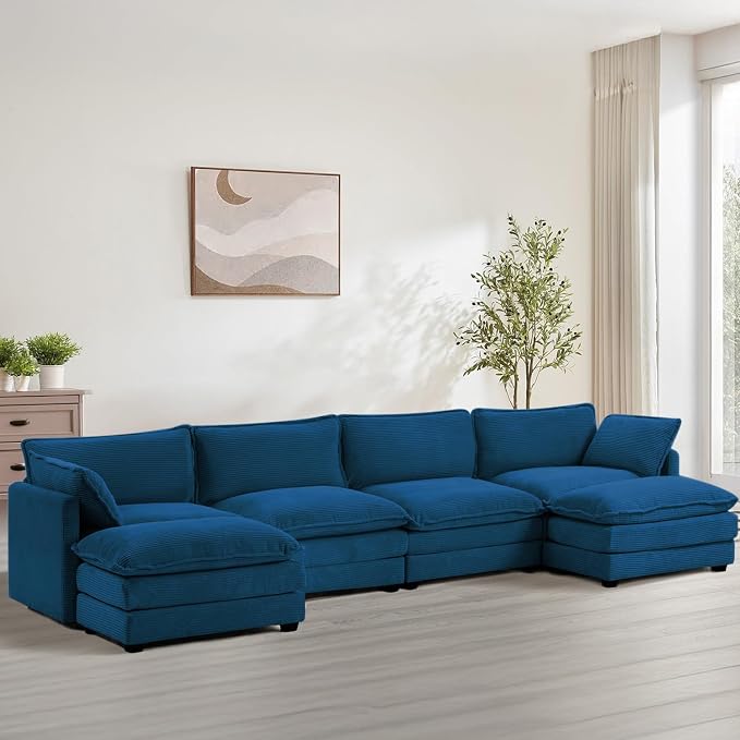 148'' Sectional Modular Cloud Couch, Oversized U Shaped 4 Seat Sofa - Image 6