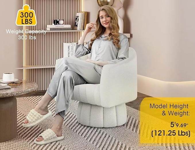 Dewhut Swivel Accent Chair, 360° Swivel Barrel Chair - Image 3