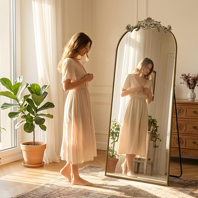 MISSDAY Vintage Baroque Full Length Mirror, Full Metal Frame Stand Up Retro - Image 8