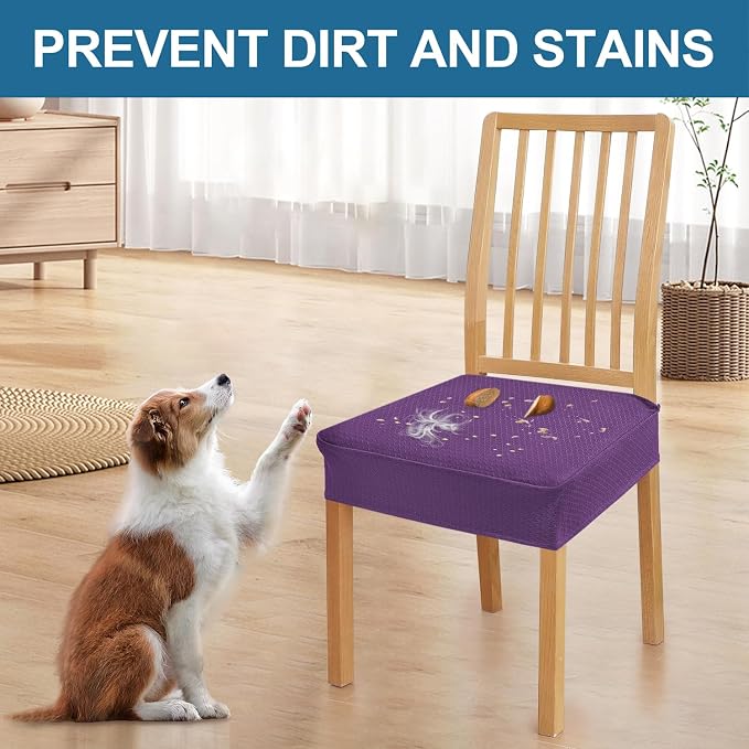 Smiry Waterproof Seat Covers for Dining Room Chairs Set of 6, Stretch Jacquard - Image 6