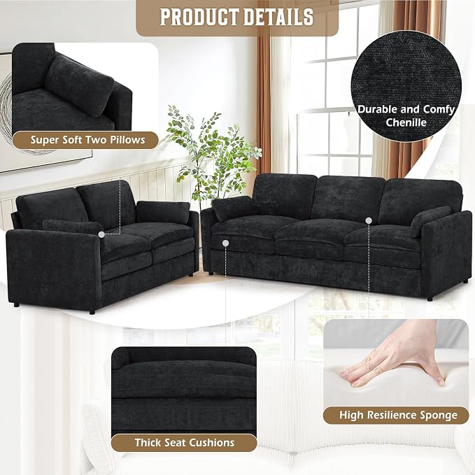 Chenille Upholstered Sofa Set - Image 2