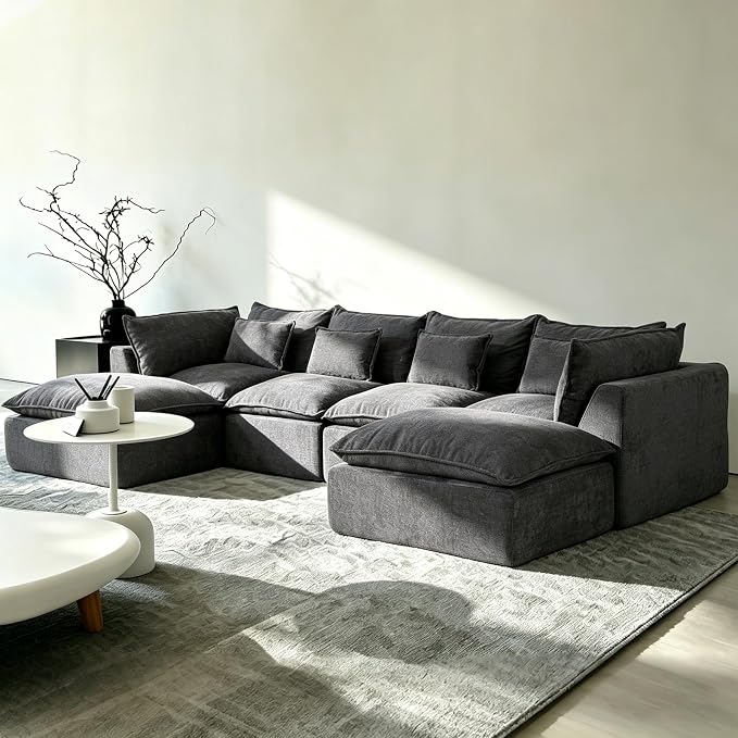 Boneless Couch Sectional Cloud Couch 130'' Oversized Modular Sectional Sofa by Fachmaih
