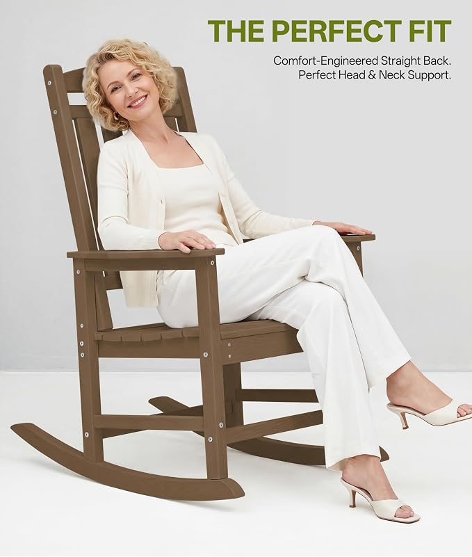 Outdoor Adirondack Rocking Chairs All-Weather HDPE Patio Rocker Chair - Image 5